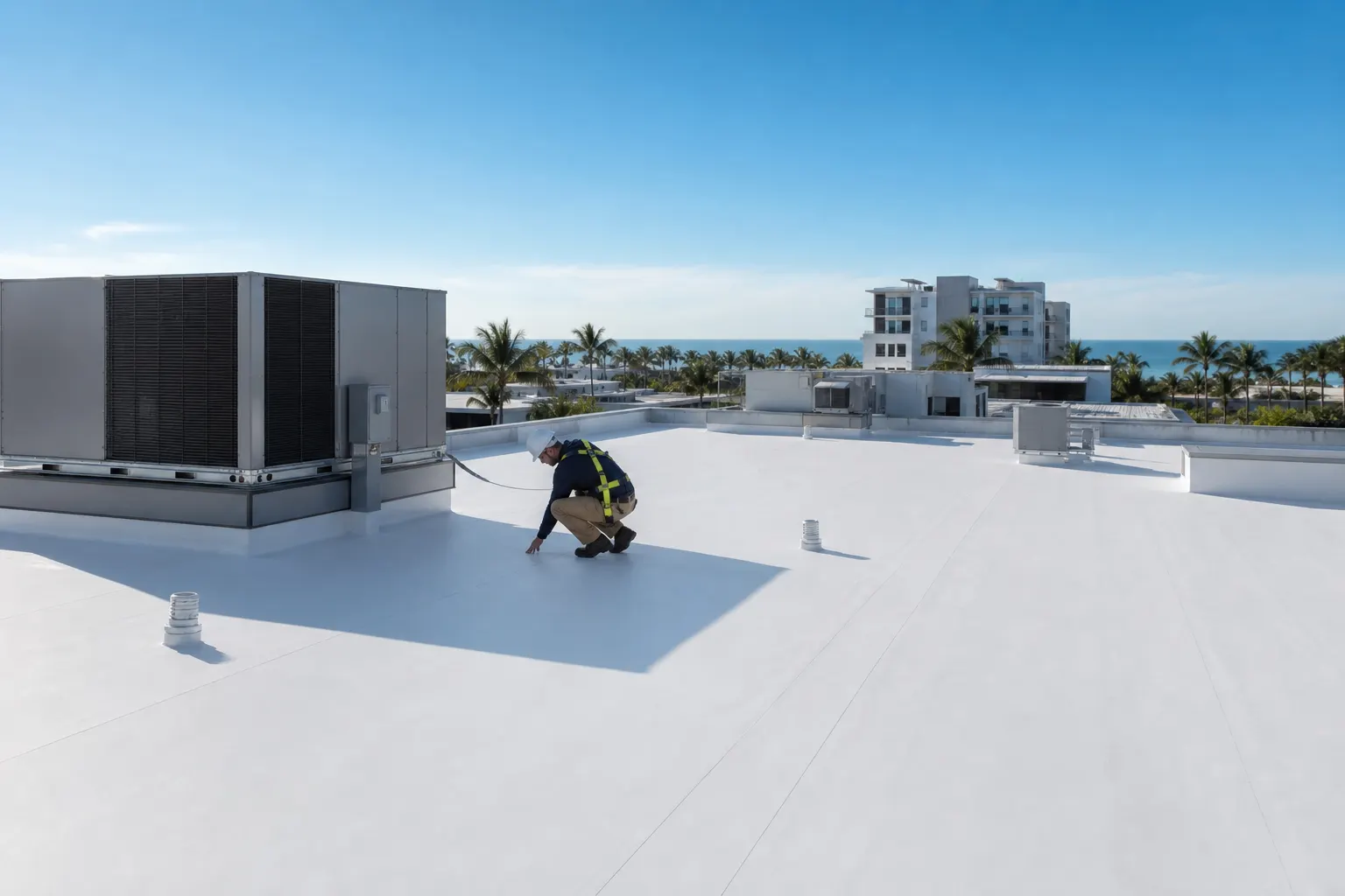 Commercial flat roof inspection